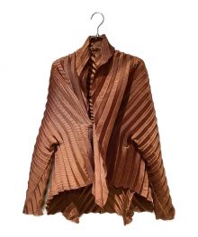 ISSEY MIYAKE（イッセイミヤケ）の古着「Pleats Transformable Jacket（プリーツ変形カーディガン）」｜ブラウン