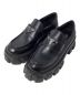 PRADA（プラダ）の古着「Monolith Brushed Leather Loafers（モノリス ブラッシュドレザーローファー)」｜ブラック