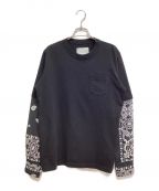 sacaiサカイ）の古着「ARCHIVE PRINT MIX LONG SLEEVE T-SHIRT(アーカイブプリントミックスロングスリーブTシャツ)」｜ブラック