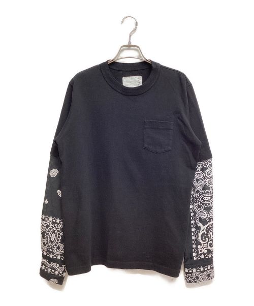 sacai（サカイ）sacai (サカイ) ARCHIVE PRINT MIX LONG SLEEVE T-SHIRT(アーカイブプリントミックスロングスリーブTシャツ) ブラック サイズ:1の古着・服飾アイテム