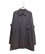 Yohji Yamamoto pour hommeヨウジヤマモト プールオム）の古着「24SS Double Collar Decorative Button Blouse(ダブルカラーデコレーティブボタンブラウス)」｜グレー