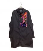 Yohji Yamamoto pour hommeヨウジヤマモト プールオム）の古着「23SS 100/2 BROAD R-PATCHWORK ZIP COLLAR B(ブロードRパッチワークジップカラーブラウス)」｜ブラック