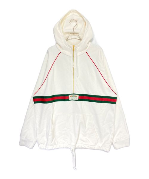 GUCCI（グッチ）GUCCI (グッチ) ウェブ＆GUCCI ラベル付き スウェットシャツ アイボリー サイズ:XLの古着・服飾アイテム