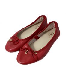 CELINE（セリーヌ）の古着「Triomphe ribbon ballerina shoes（トリオンフ リボン バレリーナシューズ）」｜レッド