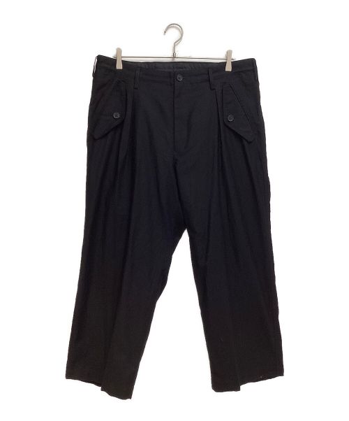 Yohji Yamamoto pour homme（ヨウジヤマモト プールオム）Yohji Yamamoto pour homme (ヨウジヤマモト プールオム) WIDE TWILL M-FRONT 1 TUCK PANTS ブラック サイズ:3の古着・服飾アイテム