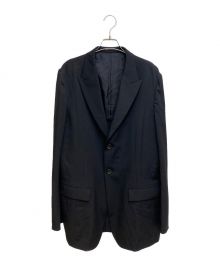 Yohji Yamamoto pour homme（ヨウジヤマモト プールオム）の古着「DUAL FABRIC GABARDINE PEAK LAPEL JACKET」｜ブラック