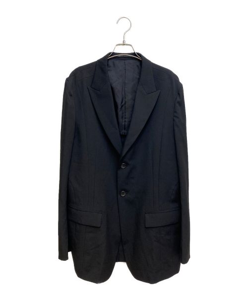 Yohji Yamamoto pour homme（ヨウジヤマモト プールオム）Yohji Yamamoto pour homme (ヨウジヤマモト プールオム) DUAL FABRIC GABARDINE PEAK LAPEL JACKET ブラック サイズ:3の古着・服飾アイテム