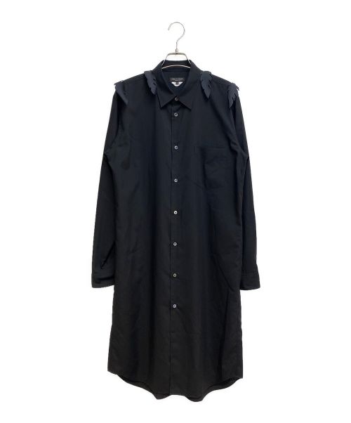 COMME des GARCONS HOMME PLUS（コムデギャルソンオムプリュス）COMME des GARCONS HOMME PLUS (コムデギャルソンオムプリュス) 24SS リーフ装飾ロングブラウス ブラック サイズ:Mの古着・服飾アイテム