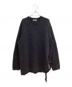 Yohji Yamamoto pour hommeヨウジヤマモト プールオム）の古着「23AW SIDE STRING DETAIL CREW NECK KNIT (サイドストリングディテールクルーネックニット)」｜チャコールグレー