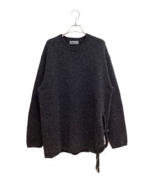 Yohji Yamamoto pour homme（ヨウジヤマモト プールオム）の古着「23AW SIDE STRING DETAIL CREW NECK KNIT (サイドストリングディテールクルーネックニット)」｜チャコールグレー