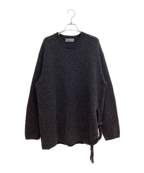 Yohji Yamamoto pour homme（ヨウジヤマモト プールオム）Yohji Yamamoto pour homme (ヨウジヤマモト プールオム) 23AW SIDE STRING DETAIL CREW NECK KNIT (サイドストリングディテールクルーネックニット) チャコールグレー サイズ:3の古着・服飾アイテム