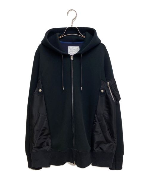 sacai（サカイ）sacai (サカイ) Sponge Sweat x Nylon Twill Hoodie（スポンジスウェット×ナイロンツイルフーディー） ブラック サイズ:3の古着・服飾アイテム