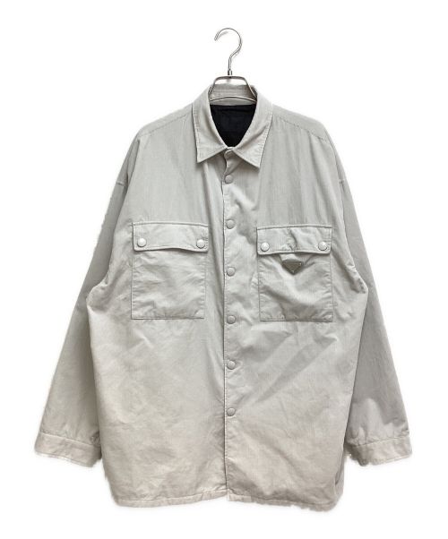 PRADA（プラダ）PRADA (プラダ) Pinwale corduroy overshirt (ピンウェール コードュロイ オーバーシャツ) グレー サイズ:Mの古着・服飾アイテム