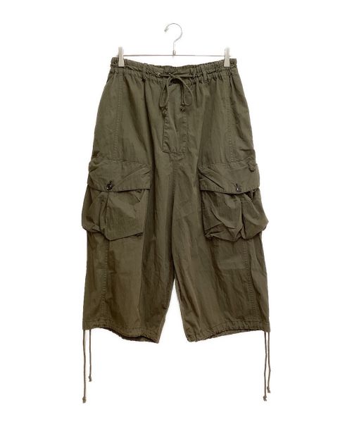 GROUND Y（グラウンドワイ）GROUND Y (グラウンドワイ) Cotton nylon cross 3D pocket half pants (コットンナイロンクロス3Dポケット ハーフパンツ) オリーブ サイズ:3の古着・服飾アイテム