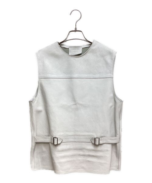 PRADA（プラダ）PRADA (プラダ) 23SS Belted leather pullover vest (ベルテッドレザープルオーバーベスト) ホワイト サイズ:44の古着・服飾アイテム