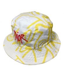 Christian Dior×stussy（クリスチャン ディオール×ステューシー）の古着「20AW Shawn Stussy logo embroidery bucket hat (ロゴ刺繍バケットハット)」｜ホワイト×イエロー