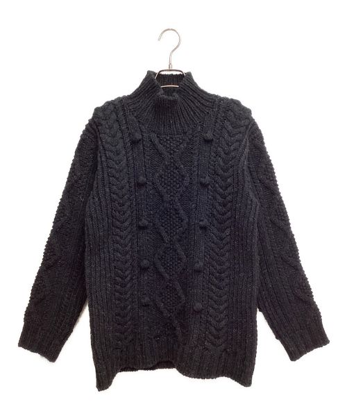 Y's（ワイズ）Y's (ワイズ) HAND-KNITTED ALLAN PATTERN HIGH NECK PULLOVER (ハンドニットアランパターンハイネックプルオーバー) ブラック サイズ:2の古着・服飾アイテム