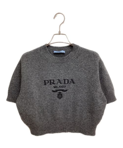 PRADA（プラダ）PRADA (プラダ) Wool × cashmere crew neck sweaterウールxカシミヤ クルーネック セーター グレー サイズ:Sの古着・服飾アイテム