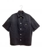 PRADAプラダ）の古着「Short Sleeve Denim Shirt（ショートスリーブデニムシャツ）」｜グレー