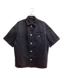 PRADA（プラダ）の古着「Short Sleeve Denim Shirt（ショートスリーブデニムシャツ）」｜グレー