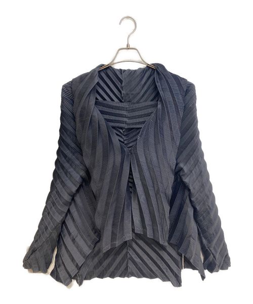 ISSEY MIYAKE（イッセイミヤケ）ISSEY MIYAKE (イッセイミヤケ) Pleats shaped cardigan(変形プリーツカーディガン) ブラック サイズ:2 未使用品の古着・服飾アイテム