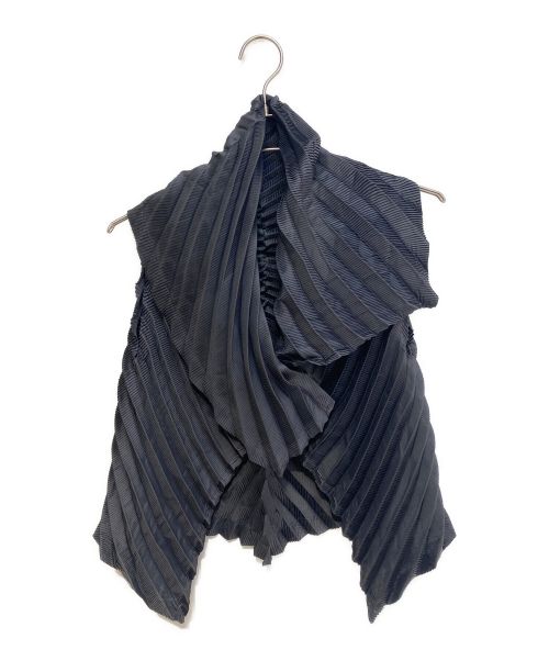 ISSEY MIYAKE（イッセイミヤケ）ISSEY MIYAKE (イッセイミヤケ) Pleats shaped Vest (プリーツ変形ベスト) ブラック サイズ:2 未使用品の古着・服飾アイテム