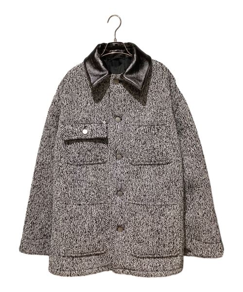 PRADA（プラダ）PRADA (プラダ) 24FW Wool blend jacket（ウールブレンドジャケット） ブラック×ホワイト サイズ:Mの古着・服飾アイテム