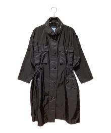 PRADA（プラダ）の古着「Nylon Collarless Coat（ナイロンノーカラーコート）」｜ブラック