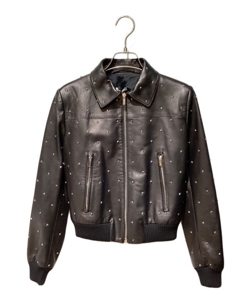 MIU MIU（ミュウミュウ）MIU MIU (ミュウミュウ) Studs design leather jacket（スタッズデザインレザージャケット） ブラック サイズ:36の古着・服飾アイテム