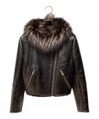 PRADAプラダ）の古着「Fox Fur Leather Jacket（フォックスファーレザージャケット）」｜ブラック