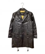 DSQUARED2ディースクエアード）の古着「Studs design leather coat（スタッズデザインレザーコート）」｜ブラック