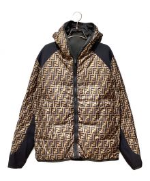 FENDI（フェンディ）の古着「Zucca Pattern Hooded Down Jacket（ズッカ切替フーデッドダウンジャケット）」｜ブラウン×ブラック