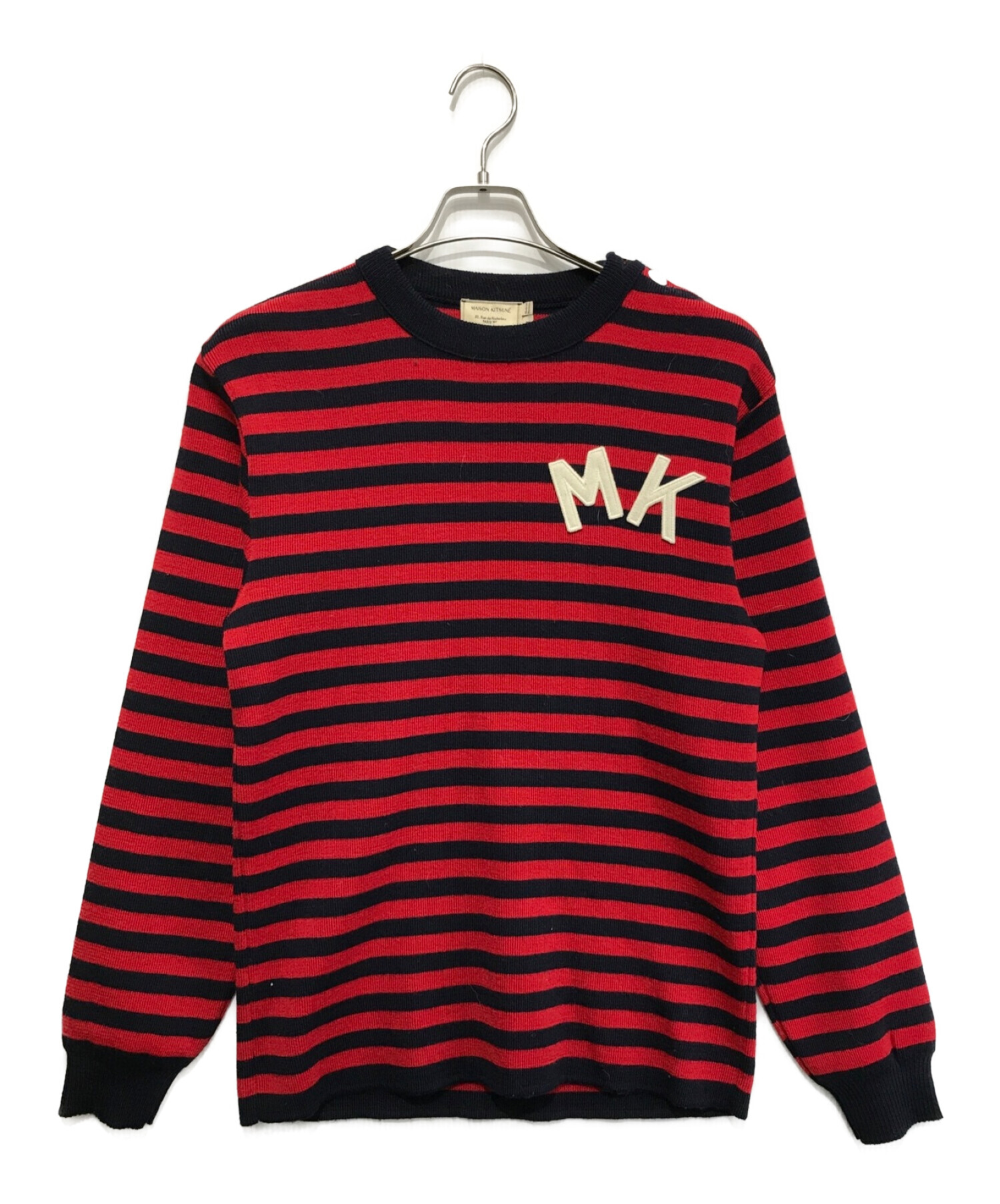 maison kitsune (メゾンキツネ) ボーダーニット レッド×ネイビー サイズ:SIZE L