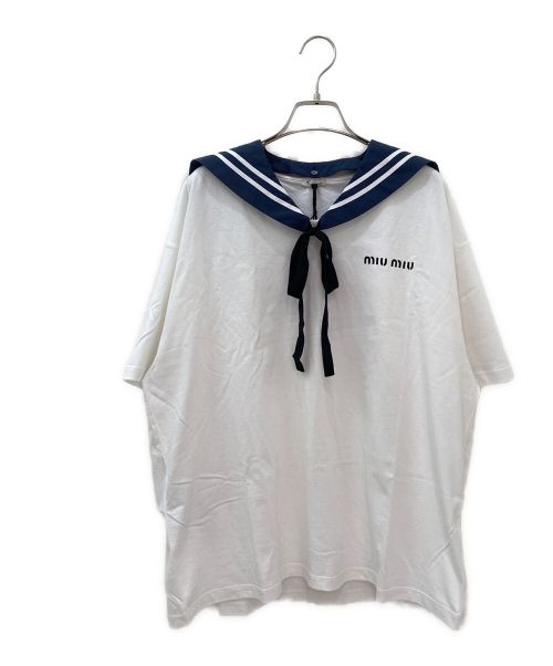 MIU MIU（ミュウミュウ）MIU MIU (ミュウミュウ) Printed cotton jersey T-shirt ホワイト サイズ:Sの古着・服飾アイテム