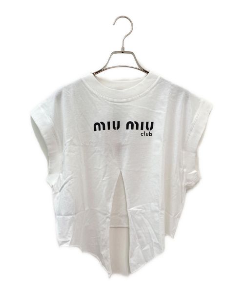 MIU MIU（ミュウミュウ）MIU MIU (ミュウミュウ) ノースリーブカットオフTシャツ ホワイト サイズ:XS 未使用品の古着・服飾アイテム