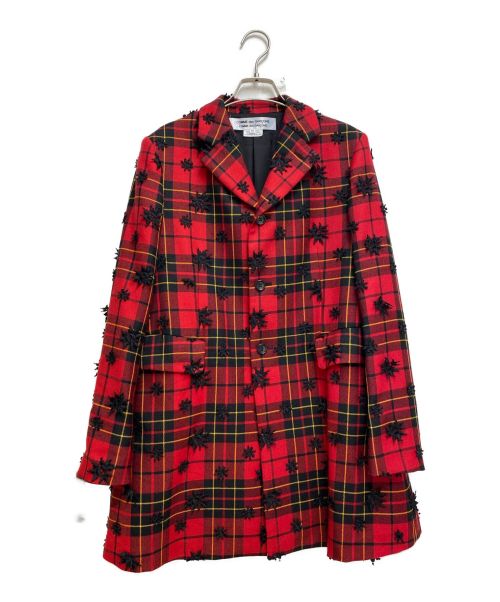 COMME des GARCONS（コムデギャルソン）COMME des GARCONS (コムデギャルソン) 22AW チェックチェスターコート レッド サイズ:Mの古着・服飾アイテム