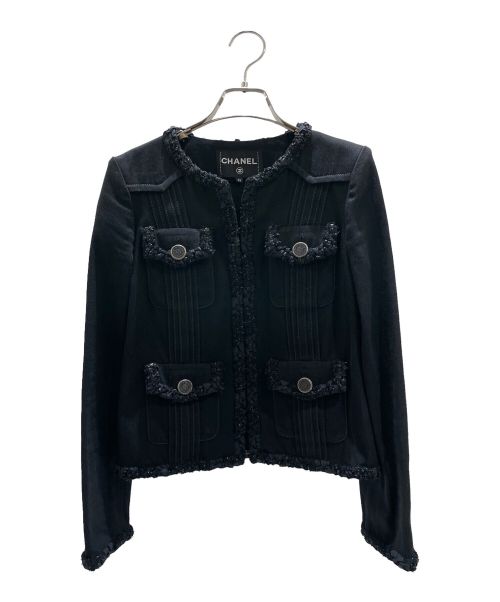 CHANEL（シャネル）CHANEL (シャネル) ノーカラージャケット ブラック サイズ:34の古着・服飾アイテム