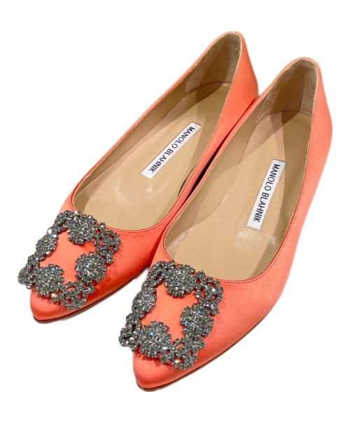 Manolo Blahnik（マノロブラニク）Manolo Blahnik (マノロブラニク) フラットパンプス コーラル サイズ: 34 1/2の古着・服飾アイテム