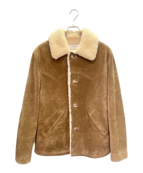 CELINE（セリーヌ）CELINE (セリーヌ) LOOSE COAT WITH SHEARLING INNER LINING IN SPLIT CALFSKIN キャメル サイズ:46の古着・服飾アイテム