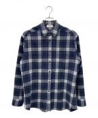 CELINEセリーヌ）の古着「Checked Wool Loose Shirt/チェック ウール ルーズ シャツ」｜ネイビー