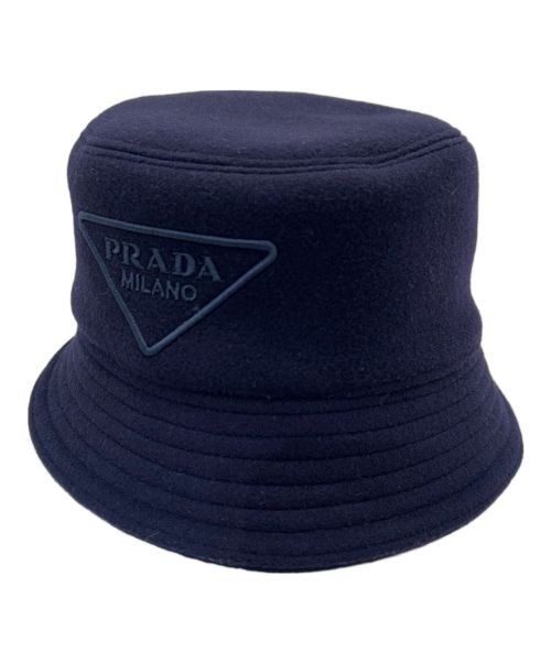 PRADA（プラダ）PRADA (プラダ) カシミヤ混 バケットハット ネイビー サイズ:Mの古着・服飾アイテム