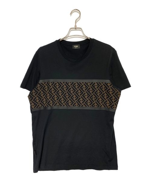 FENDI（フェンディ）FENDI (フェンディ) ズッカ柄テクニカルメッシュTシャツ ブラック サイズ:Lの古着・服飾アイテム