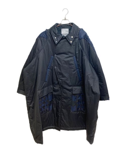 yoshio kubo（ヨシオクボ）yoshio kubo (ヨシオクボ) PATCHWORK PK SHIBI LONG COAT ブラック×ネイビー サイズ:3の古着・服飾アイテム