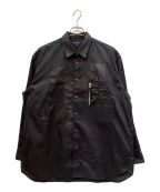 COMME des GARCONS HOMMEコムデギャルソン オム）の古着「23AW 綿オックス×多素材MIX L/Sシャツ」｜ブラック