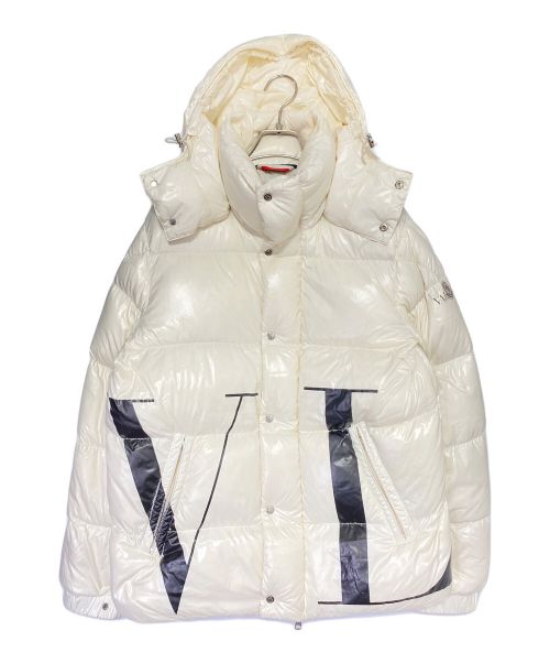 MONCLER（モンクレール）MONCLER (モンクレール) VALENTINO (ヴァレンティノ) ダウンジャケット ホワイト×ブラック サイズ:1の古着・服飾アイテム