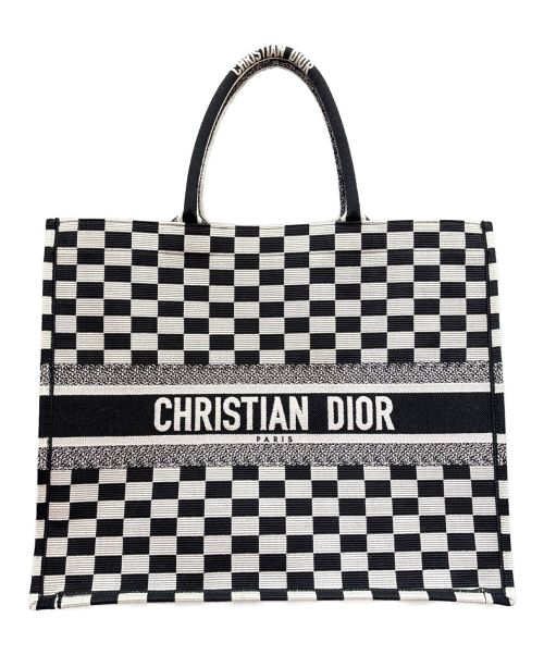 Christian Dior（クリスチャン ディオール）Christian Dior (クリスチャン ディオール) ブックトート  ブラック×ホワイト サイズ:ラージの古着・服飾アイテム