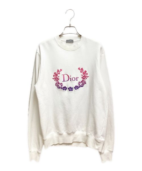 Christian Dior（クリスチャン ディオール）Christian Dior (クリスチャン ディオール) 23SS グラデーションロゴクルーネックスウェット ホワイト サイズ:Mの古着・服飾アイテム