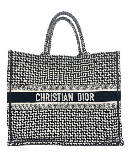 Christian Dior（クリスチャン ディオール）Christian Dior (クリスチャン ディオール) BOOK TOTE LARGE Houndstooth ブラック×ホワイト サイズ:ラージ/Lの古着・服飾アイテム