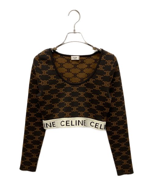 CELINE（セリーヌ）CELINE (セリーヌ) トリンオンフ クロップドトップ ブラウン サイズ:Sの古着・服飾アイテム