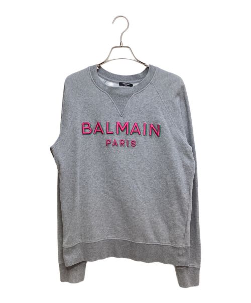 BALMAIN（バルマン）BALMAIN (バルマン) ロゴエンブロダイリースウェット グレー サイズ:Mの古着・服飾アイテム